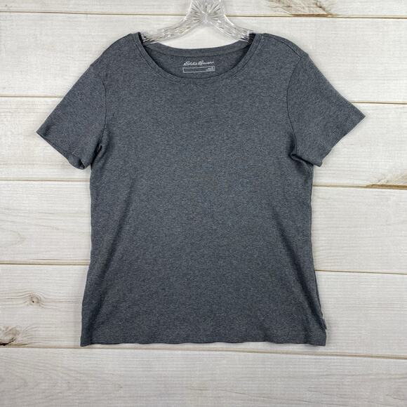 Eddie Bauer Womens XL T Shirts Gray 100% Cotton Solid Tee Short Sleeve Tops - Picture 1 of 7